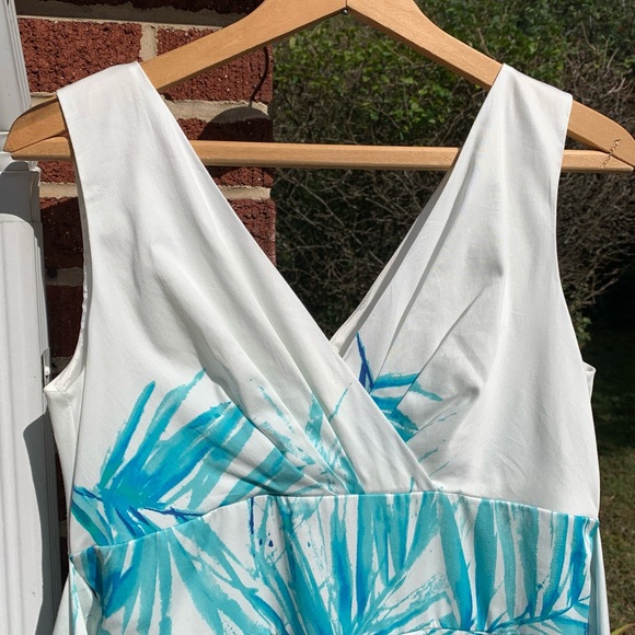 MAXMARA White Turquoise Green V Neck ARIZIA Print Sheath Women’s 6 - Picture 5 of 7